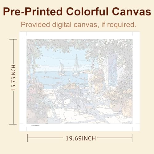 Gemozaic Landscape Paint by Numbers Kit for Adults, Beach Adults Paint by Number Kits, Seaside Painting by Numbers on Canvas for Home Wall Decor, 16 x 20 Inch — view 2