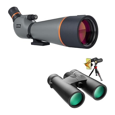Three Triping Spotting Scope 25-75x85 with 10x42 HD Binoculars Cover
