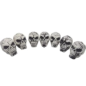 Brown Leaf Halloween Horror Scary Skulls Realistic Looking Skulls Human Skeleton Head Skull for Halloween Bar Home Table…