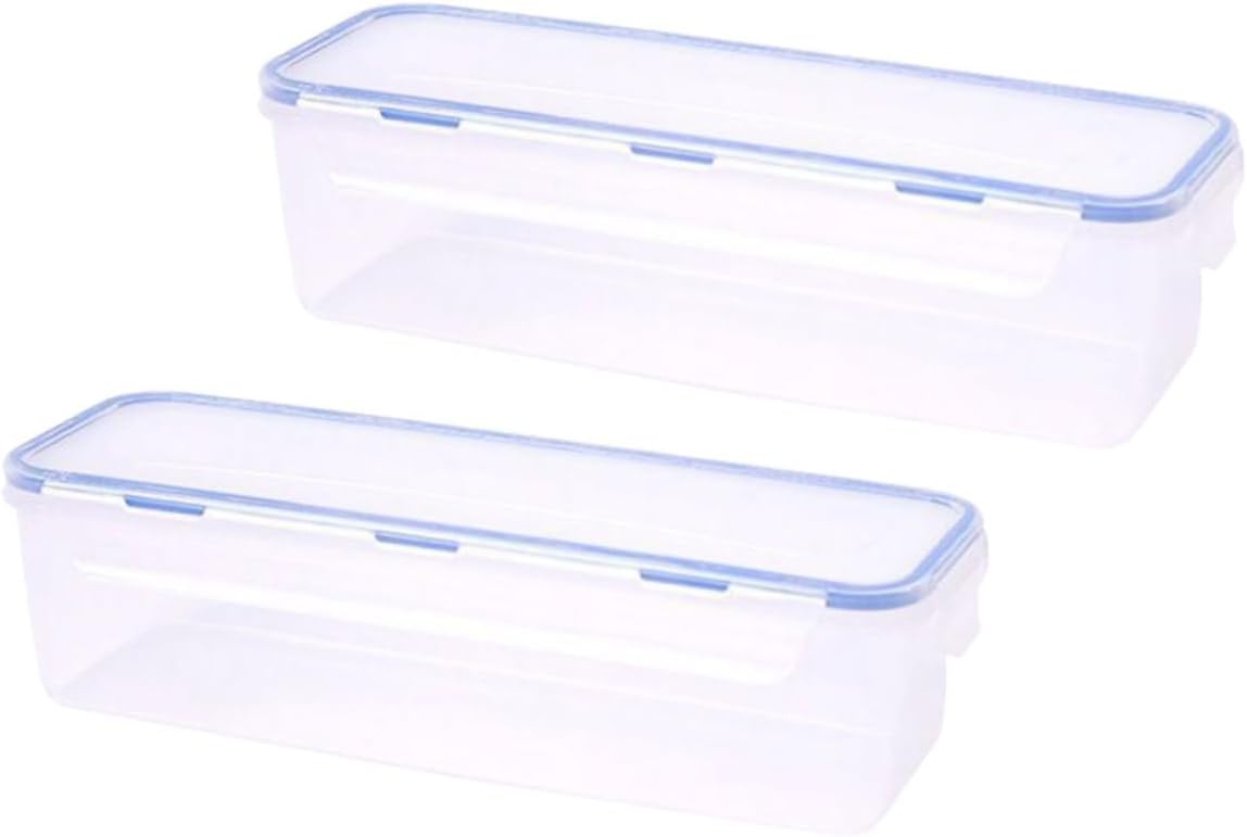 Alipis 2Pcs Airtight Kitchen Food Storage Box Rectangular Crisper for Dried Noodles Spaghetti Vegetables Capacity Leaf Design for Fridge Organization