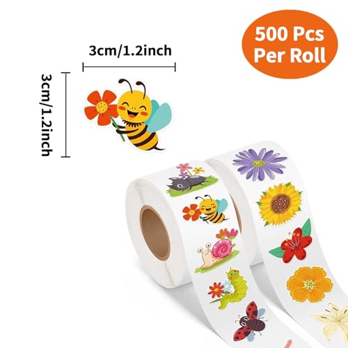 Miniatura 2 de Pegatinas Primavera,1000pcs Pegatinas Floralespegatinas De Flores Para Niños,Pegatina De Insectos,Florales Y Plantas Stickers Autoadhesivas,Pegatinas De Flores De Colores Para Diy