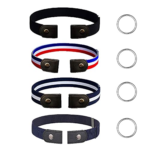 JOHUFY 4 Stücke gürtel ohne schnalle Gürtel ohne schnalle herren /unsichtbarer gürtel /stretchgürtel für Jeans Hosen Kleid Justierbarer Unisex Cover