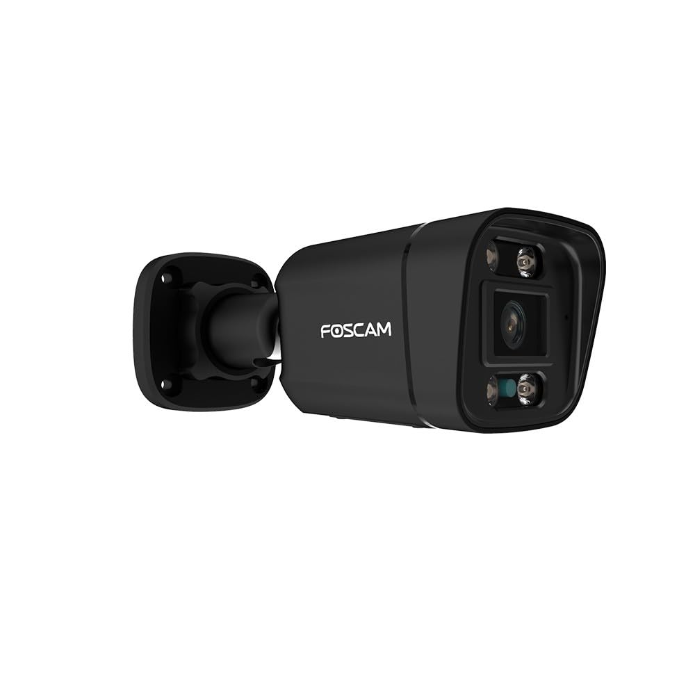Foscam Caméra IP extérieure PoE 4 MP Starlight avec 4 Spots Lumineux et sirène V4EC Noir