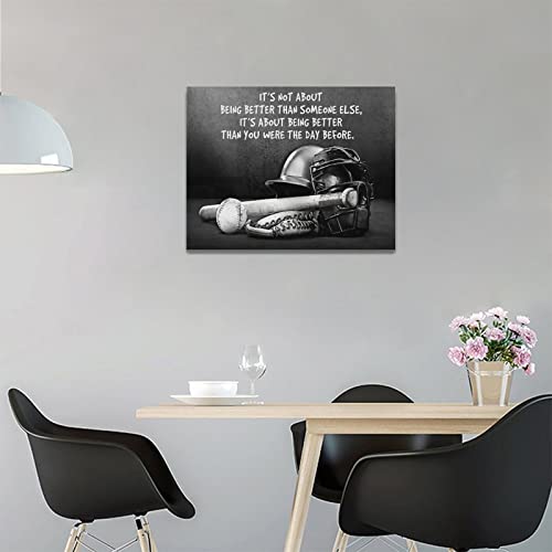 Tourrest Baseball Sports Wall Art Black And White Motivational Poster Inspirational Baseball Canvas Prints Painting Retro Sports Wall Decor For Boys Men Framed Artwork For Boy'S Room Bedroom 16 Inchx12 Inch thumb #2