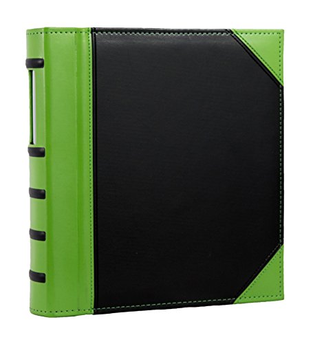New Project Executive Binders, Heavy Duty 3 Ring Stitched Leatherette Cover with Ribbed Spine and Name Tag Insert On Spine, Green - Thumbnail 2