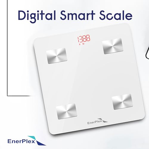 EnerPlex Scale for Body Weight - Accurate Digital BMI Bathroom and Home Scale for Weighing and Home Workout - White