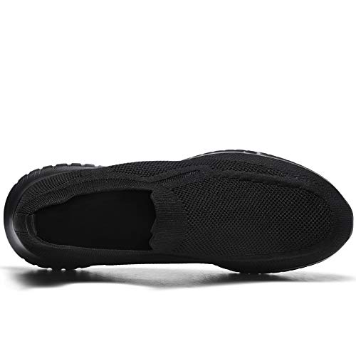 Zuwoigo Men's Mesh Walking Shoes - Slip On Loafer Casual Comfortable Sneaker 12.5 B(M) Us All Black #TOP2