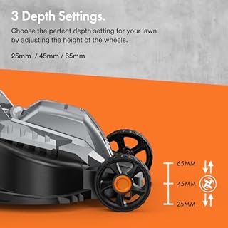 VonHaus Lawnmower 1200W – Electric Corded Lawn Mower for all Types of Grass – 30L Collection Bag, 320mm Working Width, 10m Cable, Foldable Height Adjustable Handlebar, 3 Depth Settings, Carry Handle