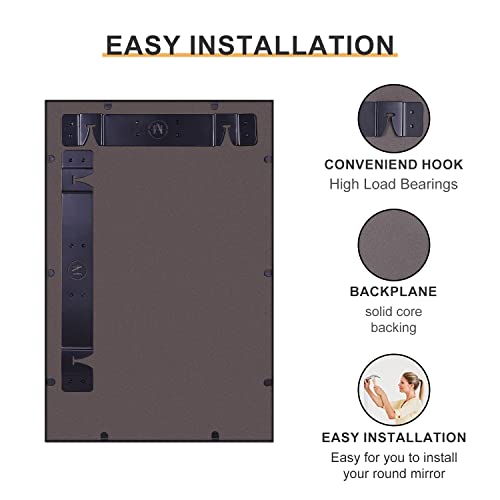 Arcus Home 20"X30"Rectangle Mirror Wall Mirror For Bathroom Metal Frame Anti-Rust,For Bathroom Mirrors For Over Sink,Bedroom Wall Mounted Decorative Mirror (Horizontal/Vertical,Black) #TOP2