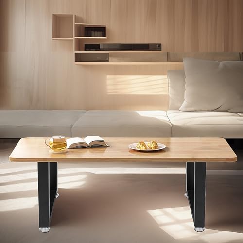 Image of 20 inch Metal Table Legs with Adjustable Protector Feet, Heavy Duty Furniture Legs Set of 2, Modern Desk Legs for DIY Dinning Table, Coffee Table, Cocktail Table, Rectangle Shape (20 inchH x 13 inchW)
