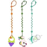 LittleHugs Toy Straps for Baby, Adjustable Toy Holder for Stroller Accessories, Silicone Tether Pacifier Clip, No Throw Travel Essential Leash for High Chair, Car Seat (3- Pack)