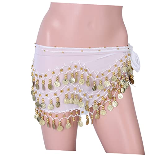 INOOMP Sciarpa Hip Chiffon Per Danza Del Ventre Da Donna Con 128 Cintura a 3 File Per Ballo