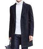 [ベンケ] コート メンズ ビジネス 春秋 チェスターコート 暖かい カジュアル スーツ ロング ウール 春服 アウター 裏地あり 防寒（ブラックL）