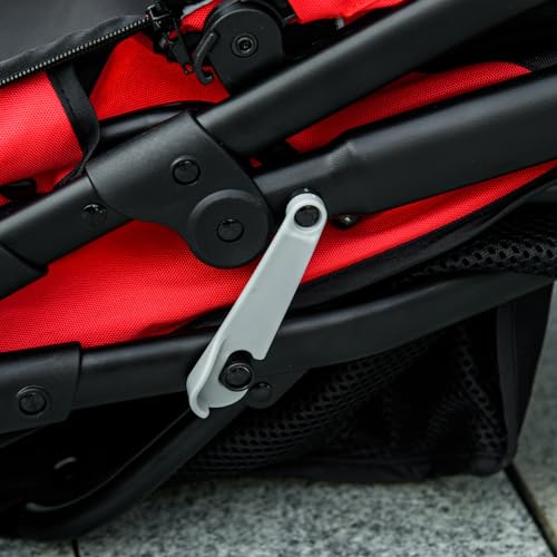 PawHut Hundewagen Hundebuggy klappbar für Hunde & Katzen bis 20 kg Katzenbuggy mit geländegängige Gummiräder Kissen Netzfenstern Türen Katzenwagen mit Aufbewahrungskorb Buggy Rot