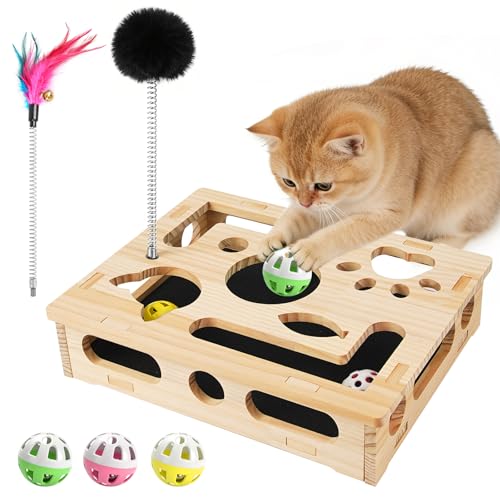 Wooden Cat Puzzle Maze Box