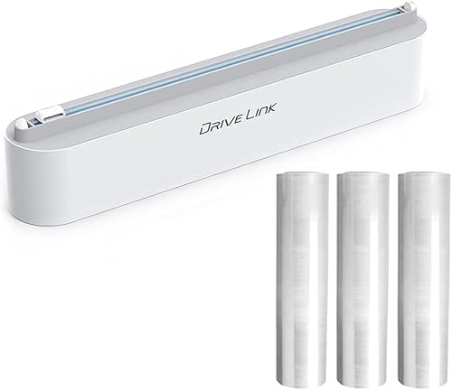 Dispensador de plástico magnético recargable con cortador deslizante, película adhesiva de plástico de 12 x 328 pies (paquete de 2)