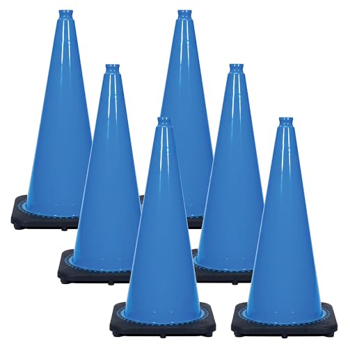 Mr. Chain\'s JBC Revolution Series Traffic Cones, Sky Blue, 28-Inch Height, Pack of 6 (97524-6A)
