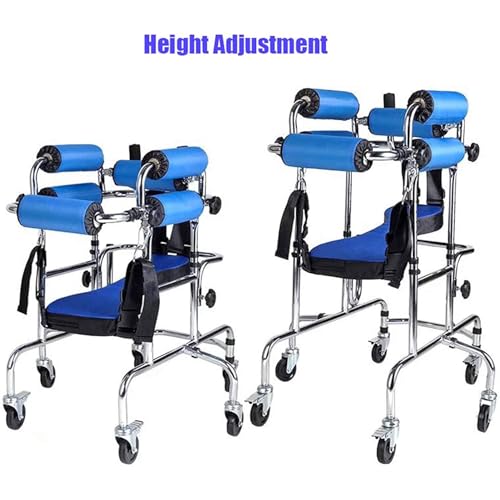 Andador pediátrico de 6 ruedas para niños con parálisis cerebral, altura y ancho ajustables, soporta hasta 140 kg