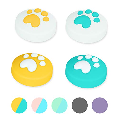 nintendo switch thumb grip caps,4pcs,switch thumb grips,Cat Paw,thumb grips nintendo switch,Non-slip,nintendo switch thumb grips,Soft Silicone,nintendo switch joystick caps, (Yellow),thumb grips
