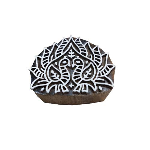 F. K. Handicraft Wooden Blocks for Saree Border/Stamp/Making Pottery/Crafts Textile Printing - (Set of 1, LxBxH 3 x 3 x 1.2 inch)