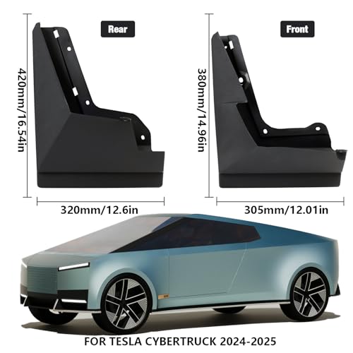 Image of XUKEY 4PCS Upgrade Mud Flaps for Tesla Cybertruck 2025 2024 Splash Guard Mudguards Mudflaps Fender Tire Protector Rear Front OEM Style Accessories