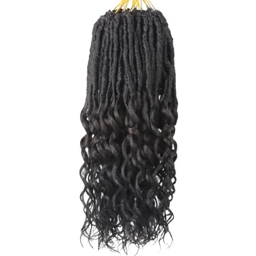 Deep Faux Locs Crochet Hair 12 Inch 8 Packs Goddess Locs Crochet Hair 2# Soft Loc Faux Loc Crochet Braids with Curly Ends Prelooped Deep Wave Croceht Braids for Black Women(Jet Black)