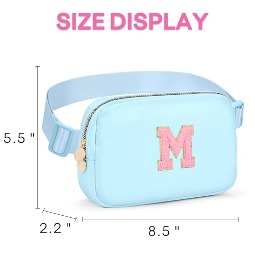 Image of mibasies Initial Fanny Pack for Girls, Birthday Gifts for 4 5 6 7 8 9 10 11 12 13 Teen Girl - Cute Personalized Trend Stuff - Light Blue M