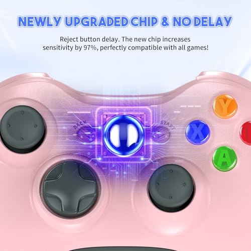 Image of Gamrombo 2 Pack Replacement for Xbox 360 Controller, Wireless Controllers Gamepad Upgraded Joystick Compatible with 360 & Slim, Windows 11 /10 /8 /7 PC Controller with Dual Shock, 2.5mm Audio Jack (Pink) [microsoft xbox 360]