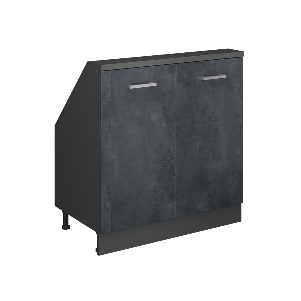 Vicco Kitchen sloped ceiling cabinet Raul, Black concrete, 80 cm — image 1