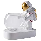 Fenteer Florero Florero de Vidrio Macetero Terrarios Jarrones Astronauta Base de Estatuilla Florero de Plantas Floreros de Vidrio para Decoración Florero Tran - de Oro, Individual