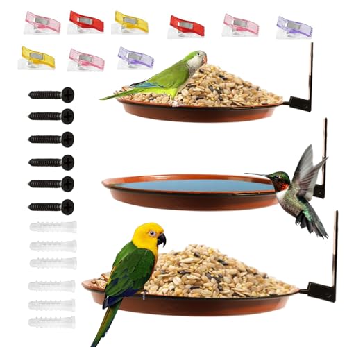 Distributeur pour oiseaux fixé sur clôture à trois coupelles - 2