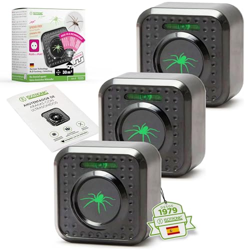 ISOTRONIC Ahuyentador de arañas con ultrasonidos | Enchufe de 230 V repelente de arañas con ultrasonidos | Repelente ultrasónico de arañas | Ahuyentar arañas sin usar venenos | Set de 3