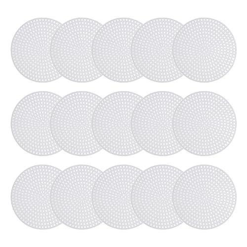 Generic Folha de tela de malha de plástico 7,7 cm/7,7 cm Tela branca redonda em branco para bordado, malha de crochê, pacote com 15