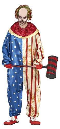FIESTAS GUIRCA Fato de palhaço patriota americano para homem adulto tamanho L 52-54