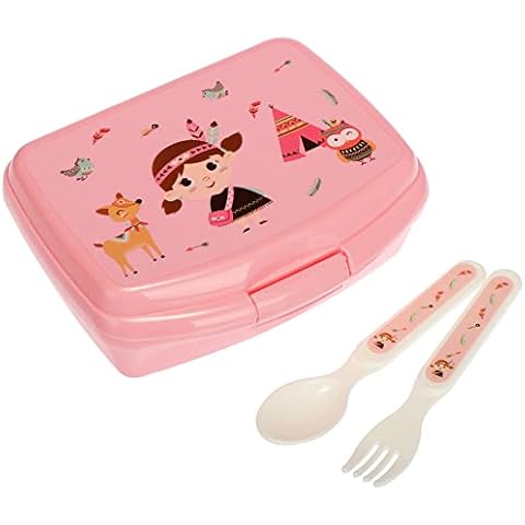 COM-FOUR® Juego de 3 piezas compuesto por fiambrera y cubiertos Cover