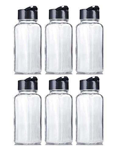 Image of Machak Square Glass Jar Spice Container Salt & Pepper Shaker Set, 120ml (Set of 6)