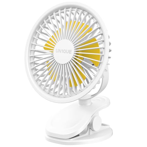 Image of UN1QUE Portable Fan,1800mAh Rechargeable Mini Table Fan,Small Desk Fan 3 Speed,Brushless Motor 3000RPM High Speed Usb Fan,Quiet Clip Fan for Office Kitchen Stroller Camping