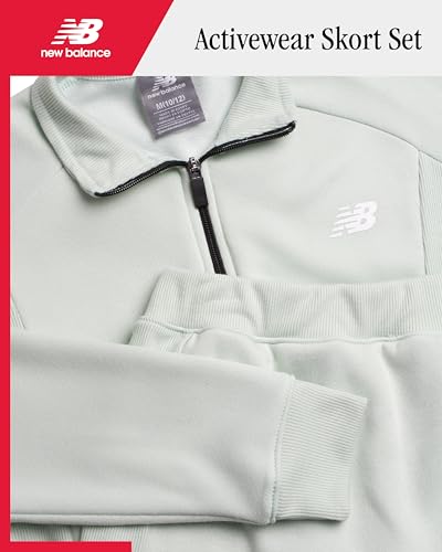 Image of New Balance Girls Skorts Set - 2 Piece Soft Quarter Zip Fleece Pullover & Skirts with Short for Girls Activewear Set (7-12)