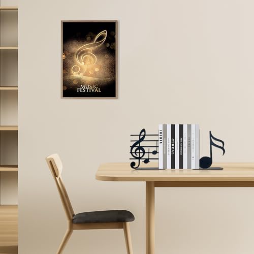 Ecqizer BOOK ENDS Musical Note Bookend,Metal Bookend,Bookends Decorative,Home Decorative Bookends,Bookshelf Holder,Gifts thumb #3