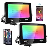 iMaihom 2 Pack Bluetooth RGBW LED Flood Light, 250W Equivalent App Control Color Changing Stage Ligh