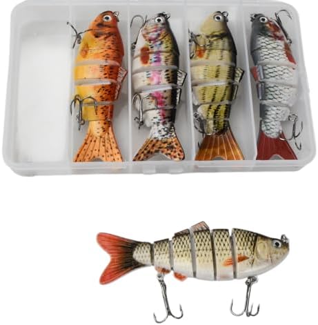 Kit com 5 Iscas Artificiais Articuladas para Pesca, Isca Realista...