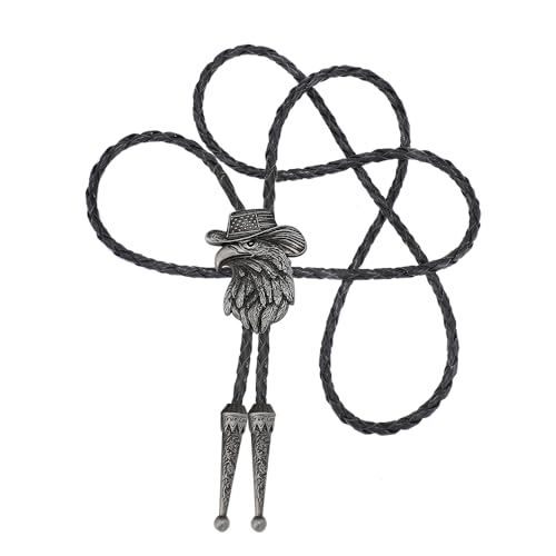 Image of Western Cowboy Patriotic Eagle Bolo Tie USA 250th Anniversary | Premium braided leather, anti-tarnish alloy pendant, adjustable sliding clasp, patriotic bolo tie for USA 250th Anniversary
