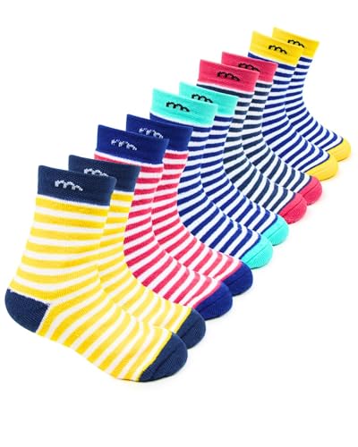 Image of Neska Moda Boys & Girls Pack Of 5 Pair Terry Cotton Socks (Yellow,Mint,Red,Blue)-SK1207
