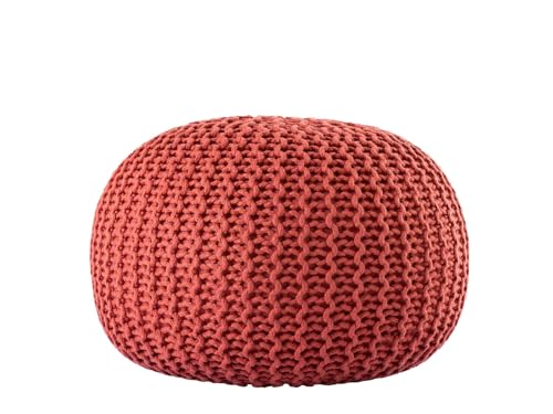 kreatives Wohnen Pouf Premium ø45cm Sitzhocker Strickpouf Innen Terrasse Pool Garten nachhaltig Terracotta - Ginger