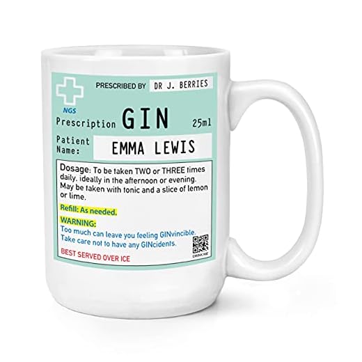 Personligt namn Gin-recept 44 ml stor mugg kopp
