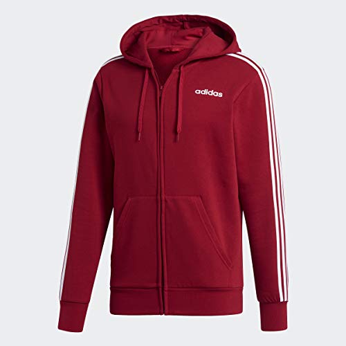adidas mens Essentials 3-Stripes Regular Fit Training Fleece Track Top Sweatshirt, Active Maroon White, Large