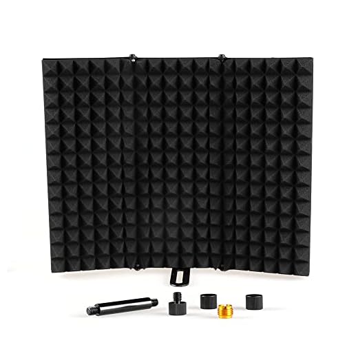 Studio Recording Microphone Isolation Shield, ZRAMO 3 Foldable Absorbing Foam Reflector Folding Panel, with Mic Pop Filter, Flexible & Durable, for Any Condenser Microphone Recording Equipment