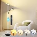 Floor Lamp, 2025 Upgraded 42W 4500LM Super Bright LED Floor Lamp with Rotatable Reading Light, Touch Remote Control & Memory Function, Stepless Dimmable Standing Lamp for Living Room Bedroom, Black