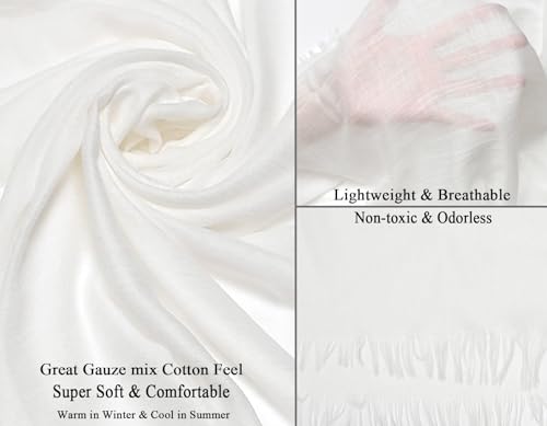 Gragengs Women Summer Scarfs Lightweight Large Long Gauze Shawl Linen Beach Wrap Plain 75”×43”2