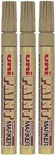 Uni Colour Medium (2.2-2.8mm) PX-20 Gold Oil Paint Marker Pen Metal Glass Wood Plastic Stone Outdoor mm Metal Bullet Nib Tip (Pack Of 3)